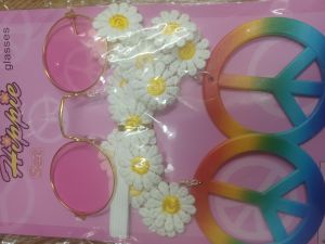 Glasses - Hippie Set ( glasses peace sign earings & daisy headband)